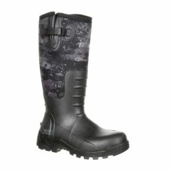 Rocky Men's Sport Pro Rubber Outdoor Hunting Boots, Waterproof, Black Camo, RKS0345